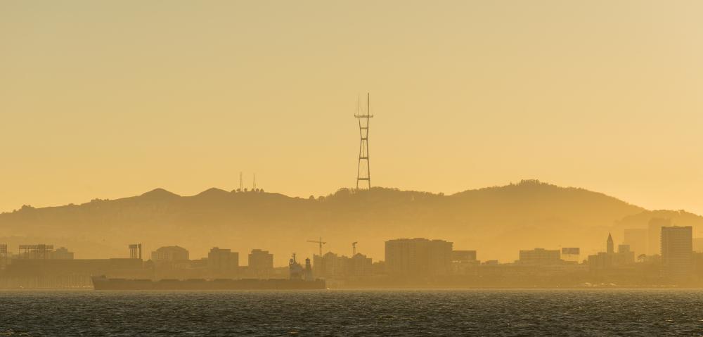 Twin Peaks from the Port of Oakland